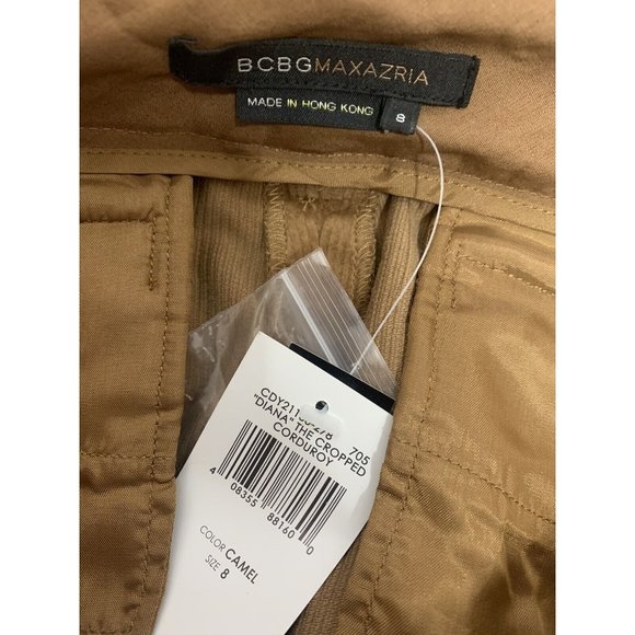 New Women's BCBG MaxAzria Carmel Brown Corduroy Capris Cropped Pants Size 8 - Picture 4 of 5